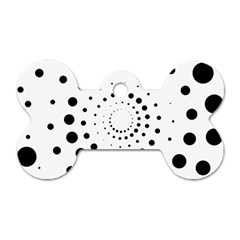 Abstract Black And White Polka Dots Dog Tag Bone (two Sides) by SpinnyChairDesigns