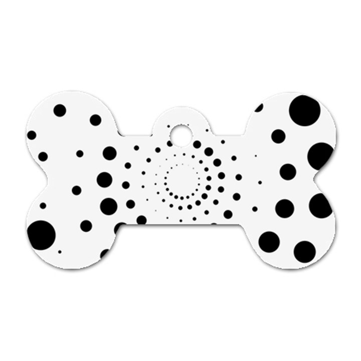 Abstract Black and White Polka Dots Dog Tag Bone (Two Sides)