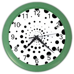 Abstract Black And White Polka Dots Color Wall Clock by SpinnyChairDesigns