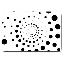 Abstract Black And White Polka Dots Large Doormat  by SpinnyChairDesigns