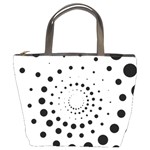 Abstract Black and White Polka Dots Bucket Bag Front