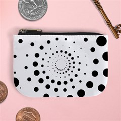 Abstract Black And White Polka Dots Mini Coin Purse by SpinnyChairDesigns