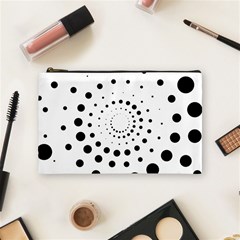 Abstract Black And White Polka Dots Cosmetic Bag (medium) by SpinnyChairDesigns