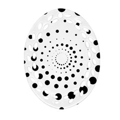 Abstract Black And White Polka Dots Ornament (oval Filigree) by SpinnyChairDesigns