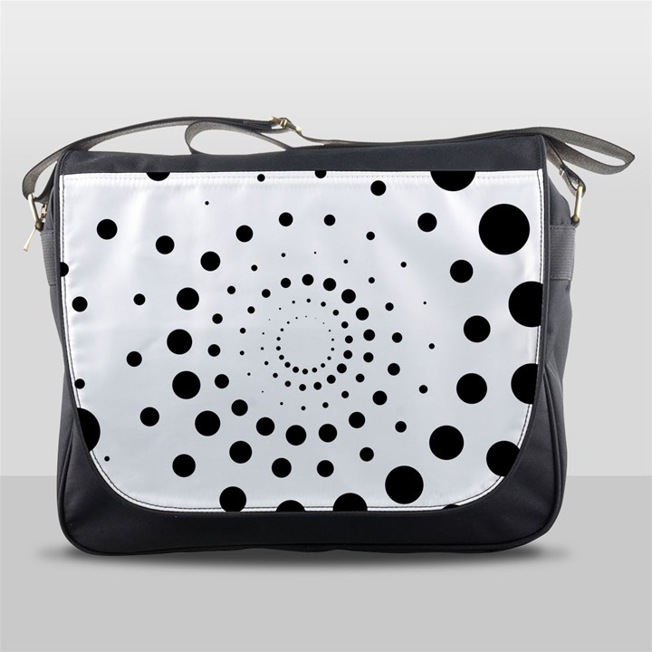 Abstract Black and White Polka Dots Messenger Bag