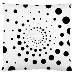 Abstract Black And White Polka Dots Large Cushion Case (two Sides) by SpinnyChairDesigns