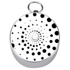 Abstract Black And White Polka Dots Silver Compasses by SpinnyChairDesigns