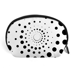 Abstract Black And White Polka Dots Accessory Pouch (large) by SpinnyChairDesigns