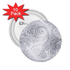 White Silver Swirls Pattern 2 25  Buttons (10 Pack)  by SpinnyChairDesigns