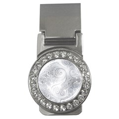 White Silver Swirls Pattern Money Clips (cz)  by SpinnyChairDesigns