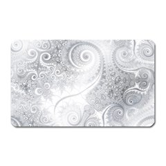 White Silver Swirls Pattern Magnet (rectangular) by SpinnyChairDesigns