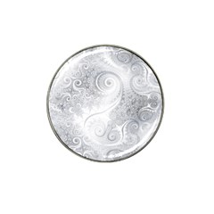 White Silver Swirls Pattern Hat Clip Ball Marker (4 Pack) by SpinnyChairDesigns