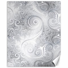 White Silver Swirls Pattern Canvas 16  X 20  by SpinnyChairDesigns