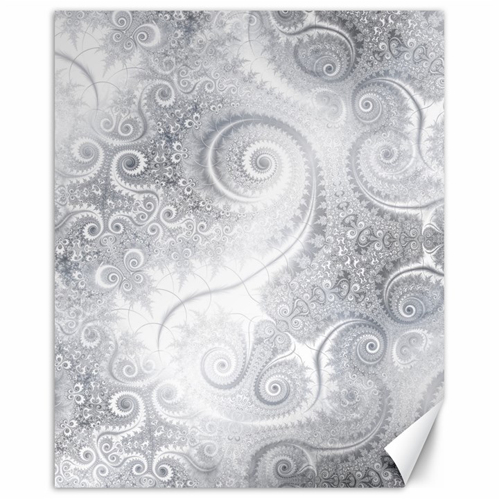 White Silver Swirls Pattern Canvas 16  x 20 