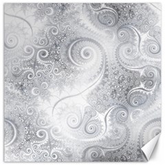 White Silver Swirls Pattern Canvas 20  X 20  by SpinnyChairDesigns