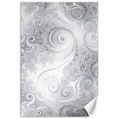 White Silver Swirls Pattern Canvas 20  X 30  by SpinnyChairDesigns