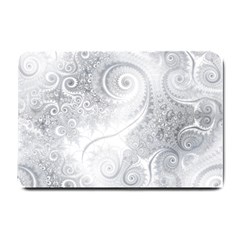 White Silver Swirls Pattern Small Doormat  by SpinnyChairDesigns