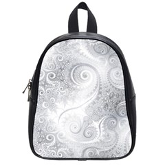 White Silver Swirls Pattern School Bag (small) by SpinnyChairDesigns