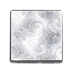 White Silver Swirls Pattern Memory Card Reader (Square 5 Slot) Front