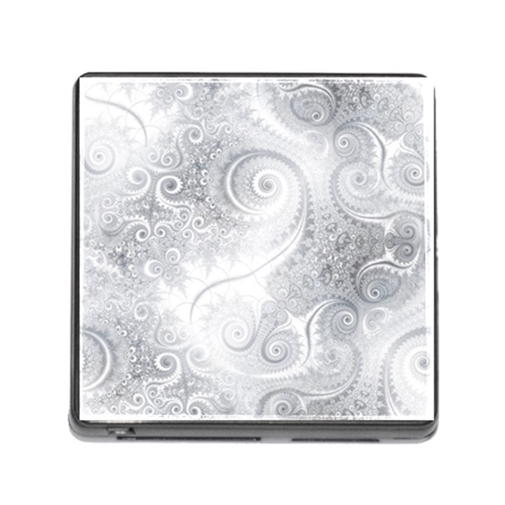 White Silver Swirls Pattern Memory Card Reader (Square 5 Slot)