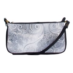 White Silver Swirls Pattern Shoulder Clutch Bag by SpinnyChairDesigns