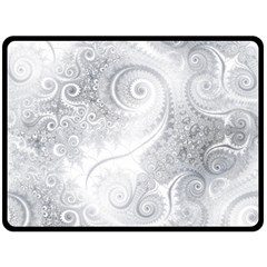 White Silver Swirls Pattern Fleece Blanket (large)  by SpinnyChairDesigns