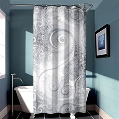 White Silver Swirls Pattern Shower Curtain 36  X 72  (stall)  by SpinnyChairDesigns