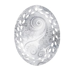 White Silver Swirls Pattern Ornament (oval Filigree)