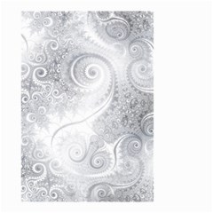 White Silver Swirls Pattern Small Garden Flag (two Sides) by SpinnyChairDesigns