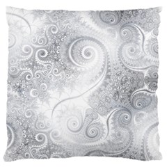 White Silver Swirls Pattern Large Cushion Case (one Side) by SpinnyChairDesigns