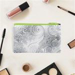 White Silver Swirls Pattern Cosmetic Bag (XS) Back