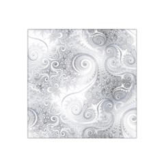 White Silver Swirls Pattern Satin Bandana Scarf by SpinnyChairDesigns