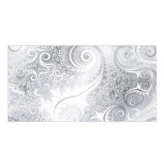 White Silver Swirls Pattern Satin Shawl by SpinnyChairDesigns