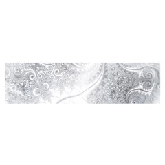 White Silver Swirls Pattern Satin Scarf (oblong) by SpinnyChairDesigns