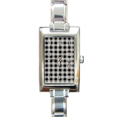 Black And White Buffalo Plaid Rectangle Italian Charm Watch by SpinnyChairDesigns