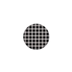 Black And White Buffalo Plaid 1  Mini Buttons by SpinnyChairDesigns