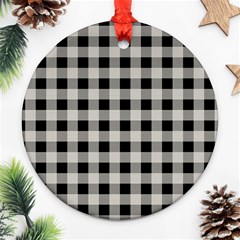 Black And White Buffalo Plaid Ornament (round) by SpinnyChairDesigns