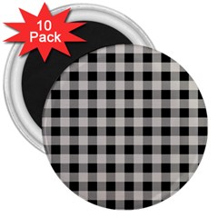 Black And White Buffalo Plaid 3  Magnets (10 Pack)  by SpinnyChairDesigns