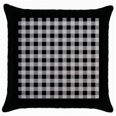 Black And White Buffalo Plaid Throw Pillow Case (black) by SpinnyChairDesigns