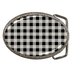 Black And White Buffalo Plaid Belt Buckles by SpinnyChairDesigns