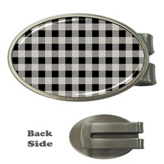 Black And White Buffalo Plaid Money Clips (oval)  by SpinnyChairDesigns