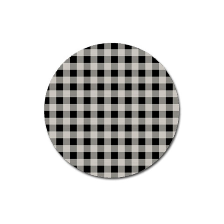 Black and White Buffalo Plaid Magnet 3  (Round)