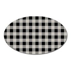 Black And White Buffalo Plaid Oval Magnet by SpinnyChairDesigns