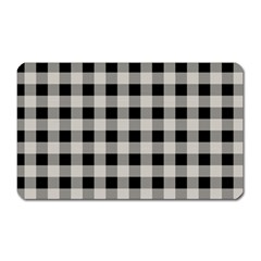 Black And White Buffalo Plaid Magnet (rectangular) by SpinnyChairDesigns