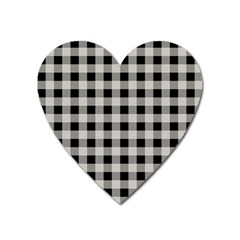 Black And White Buffalo Plaid Heart Magnet by SpinnyChairDesigns