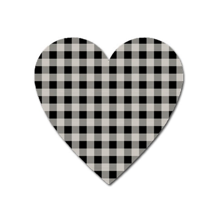 Black and White Buffalo Plaid Heart Magnet