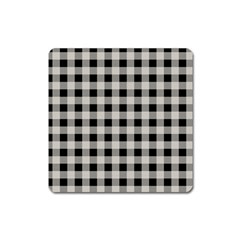 Black And White Buffalo Plaid Square Magnet by SpinnyChairDesigns