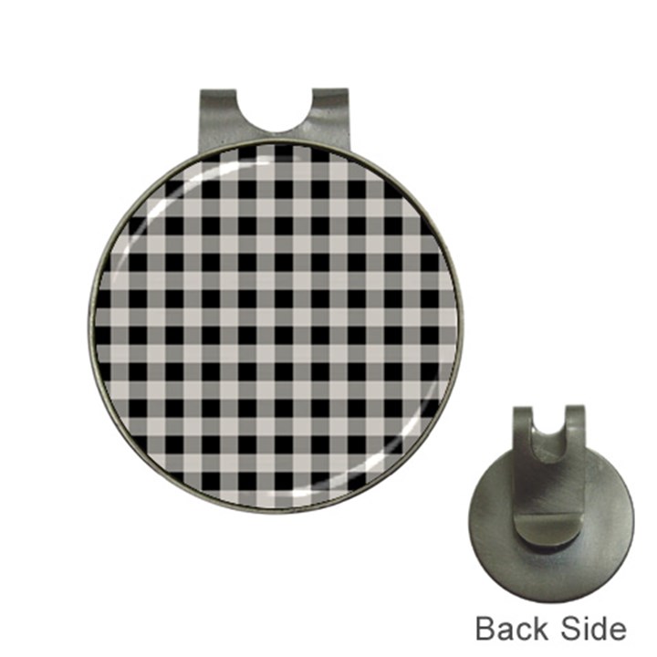 Black and White Buffalo Plaid Hat Clips with Golf Markers