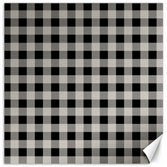 Black And White Buffalo Plaid Canvas 12  X 12  by SpinnyChairDesigns