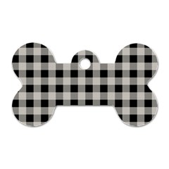 Black And White Buffalo Plaid Dog Tag Bone (one Side) by SpinnyChairDesigns